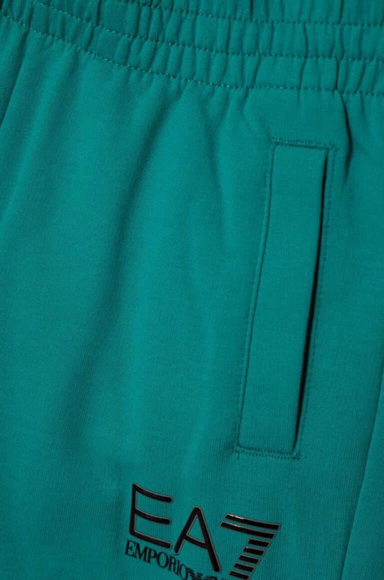 EA7 Emporio Armani pantaloni scurți din bumbac pentru copii culoarea verde preţ