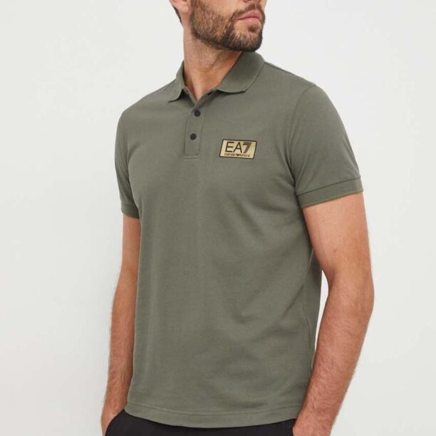 EA7 Emporio Armani polo de bumbac culoarea verde