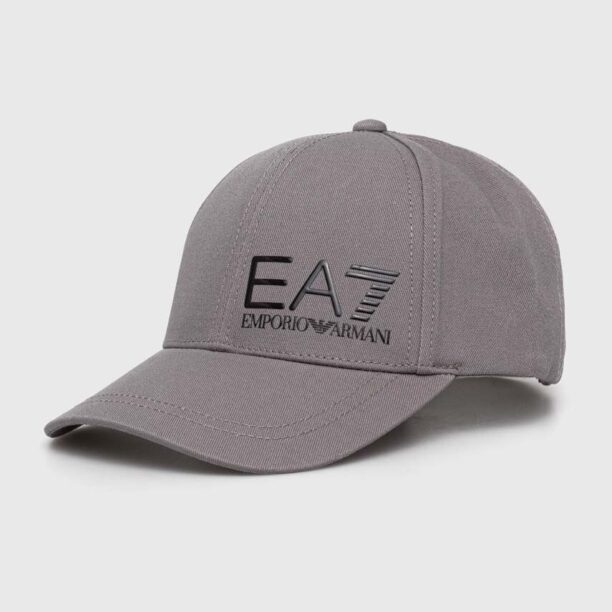 EA7 Emporio Armani șapcă de baseball din bumbac culoarea gri