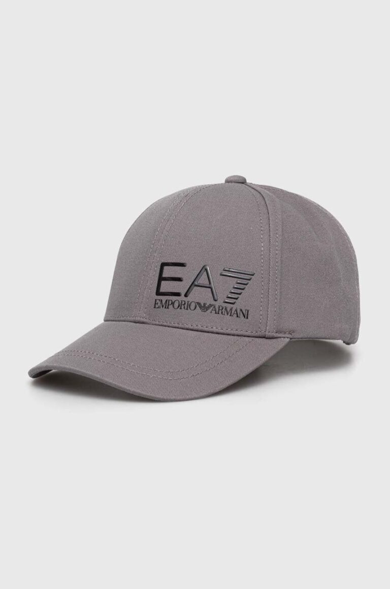 EA7 Emporio Armani șapcă de baseball din bumbac culoarea gri