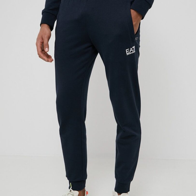 EA7 Emporio Armani trening din bumbac culoarea albastru marin preţ