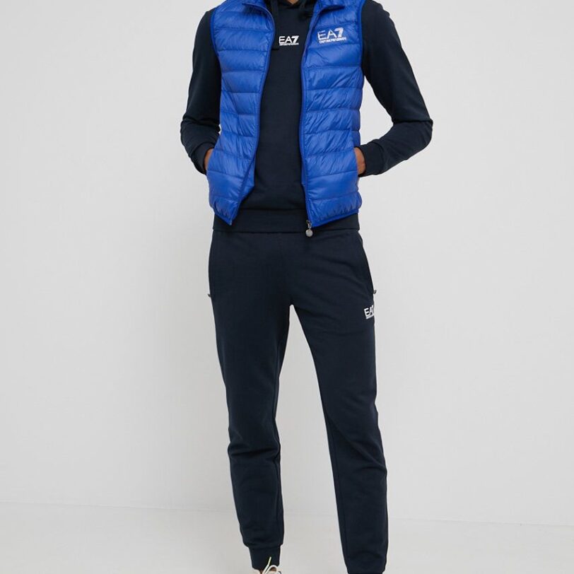 EA7 Emporio Armani trening din bumbac culoarea albastru marin