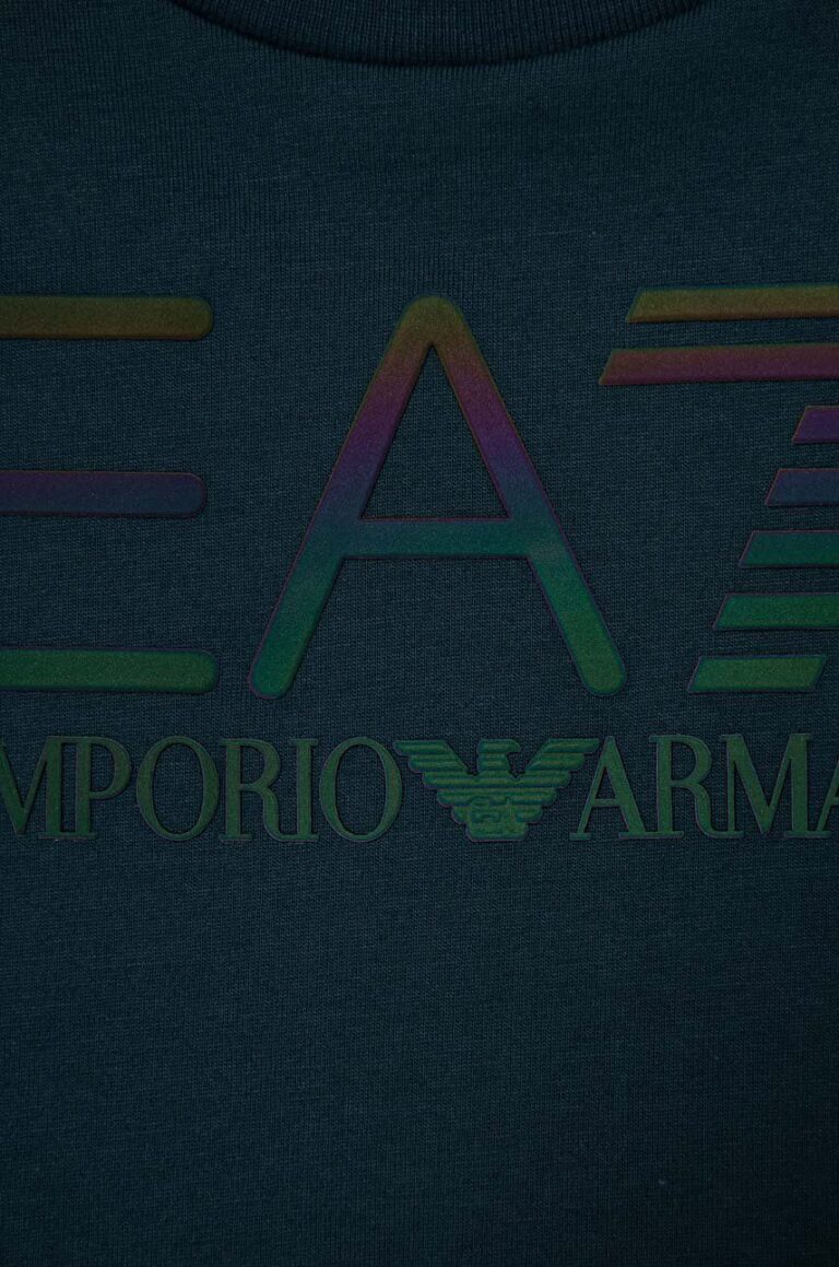 EA7 Emporio Armani tricou de bumbac pentru copii cu imprimeu preţ