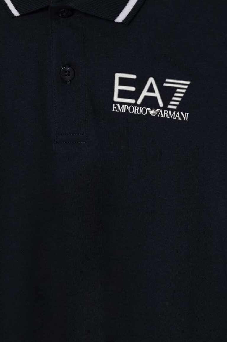 EA7 Emporio Armani tricouri polo din bumbac pentru copii neted preţ