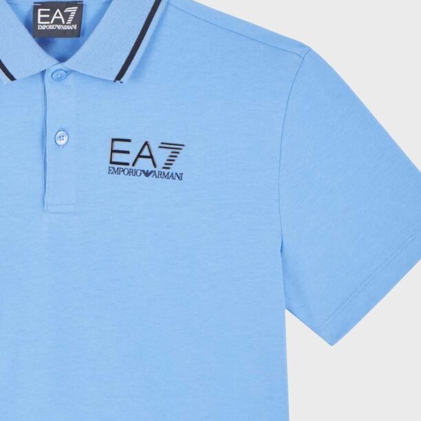 EA7 Emporio Armani tricouri polo din bumbac pentru copii neted preţ