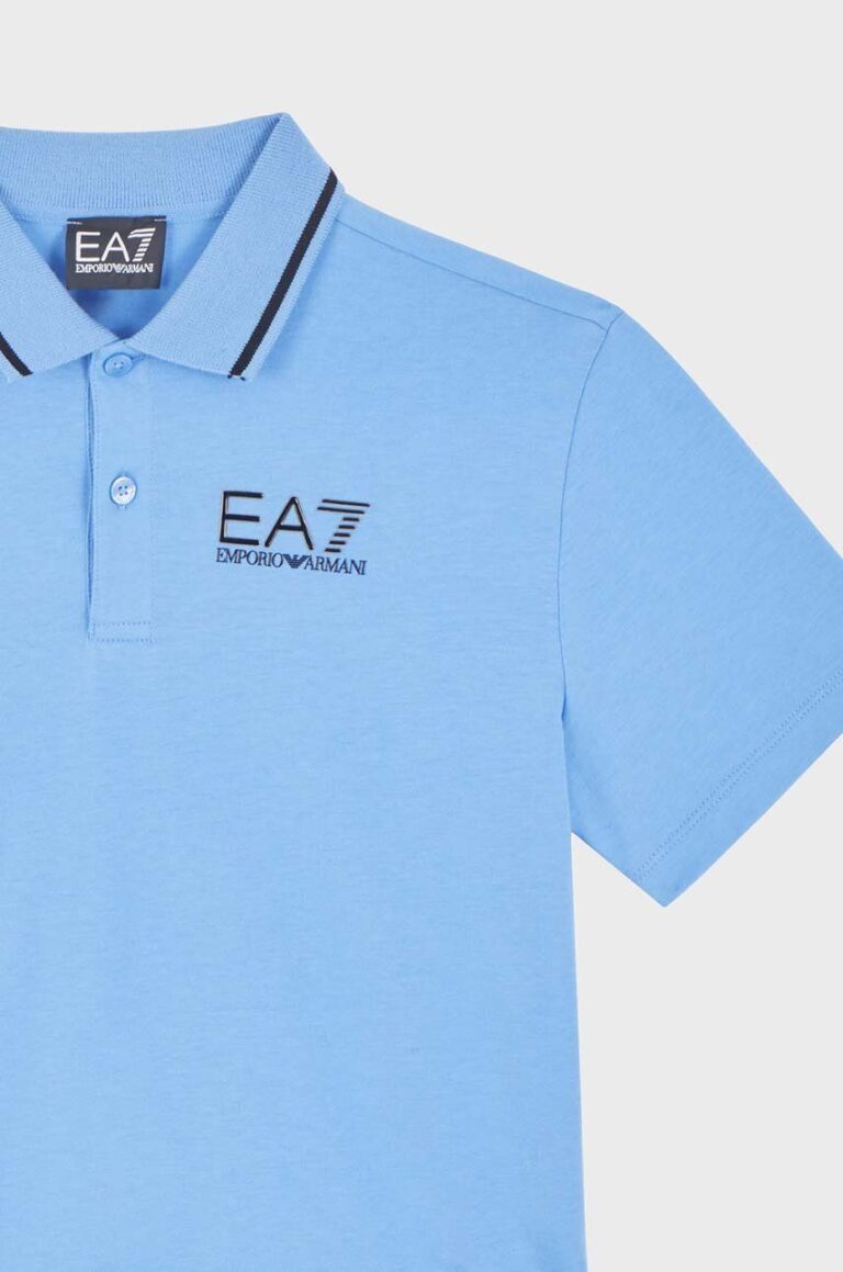 EA7 Emporio Armani tricouri polo din bumbac pentru copii neted preţ