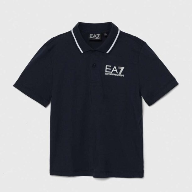 EA7 Emporio Armani tricouri polo din bumbac pentru copii neted