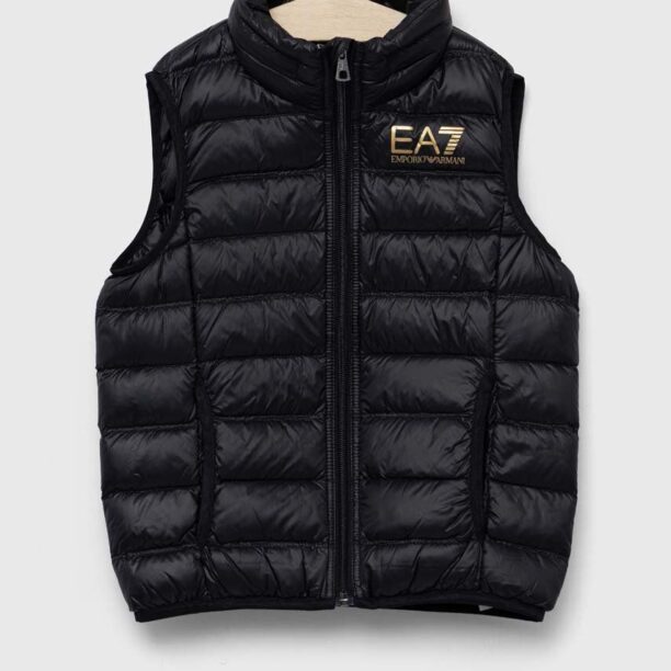 EA7 Emporio Armani vesta de puf pentru copii culoarea negru