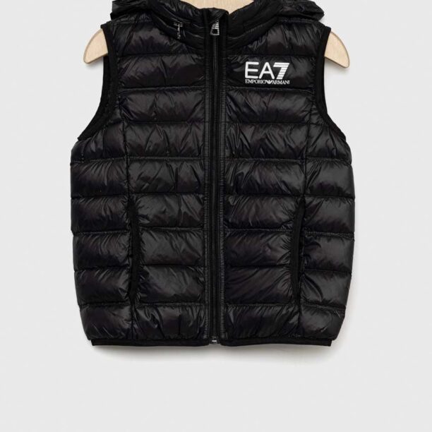 EA7 Emporio Armani vesta de puf pentru copii culoarea negru