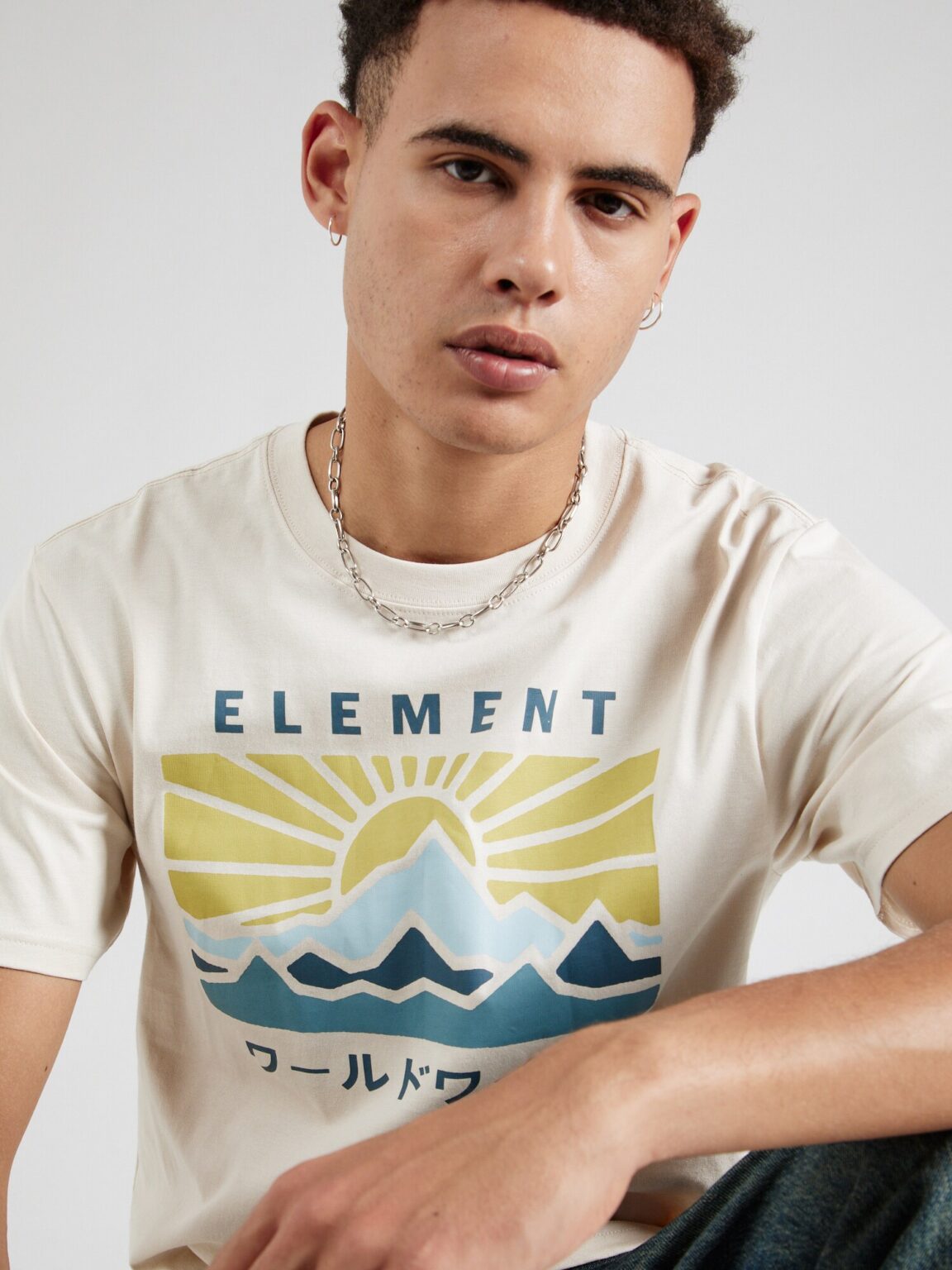 Preţ ELEMENT Tricou 'KYOTO'  bej / albastru marin / albastru deschis / galben șofran