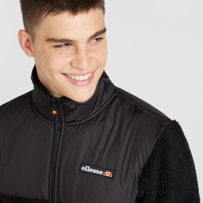 ELLESSE Jachetă  fleece 'Cristofi'  negru / alb preţ