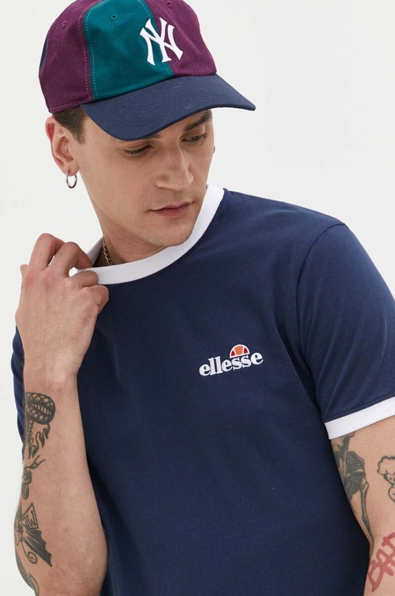 Ellesse tricou din bumbac culoarea albastru marin