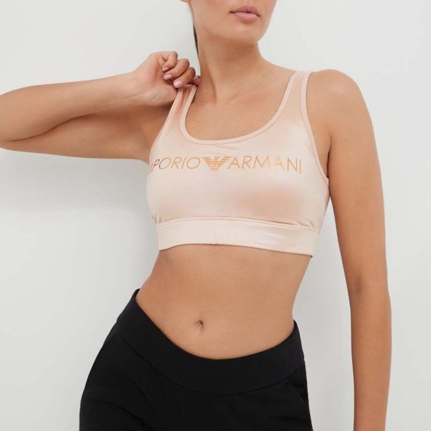 Emporio Armani Underwear sutien sport culoarea bej