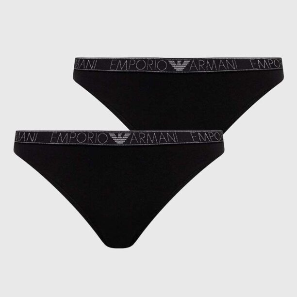 Emporio Armani Underwear tanga 2-pack culoarea negru