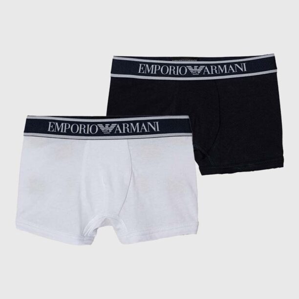 Emporio Armani boxeri copii 2-pack culoarea alb