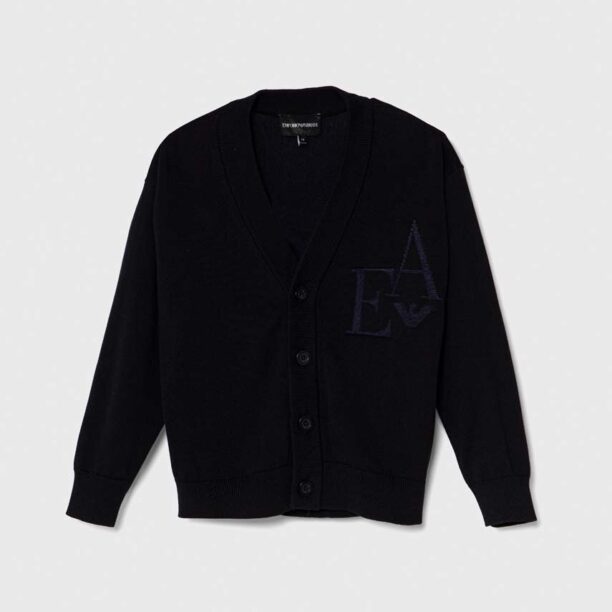 Emporio Armani cardigan copii culoarea albastru marin