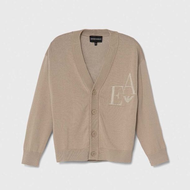 Emporio Armani cardigan copii culoarea maro