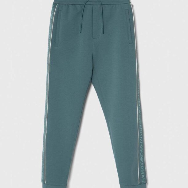 Emporio Armani pantaloni de trening pentru copii culoarea verde