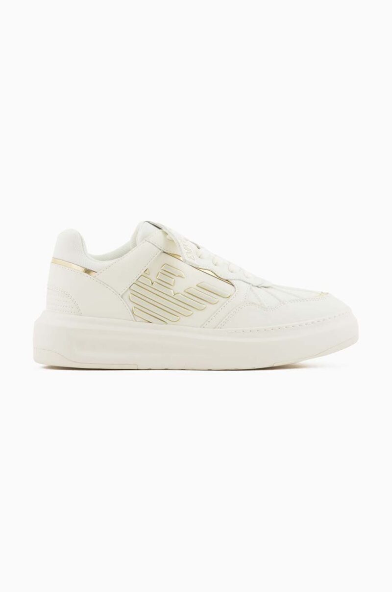 Emporio Armani sneakers din piele culoarea bej