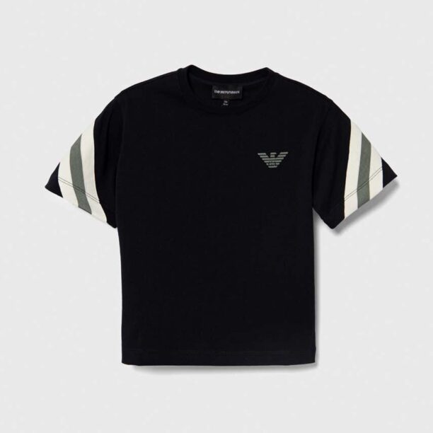 Emporio Armani tricou de bumbac pentru copii culoarea albastru marin