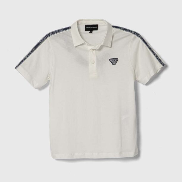 Emporio Armani tricouri polo din bumbac pentru copii culoarea alb