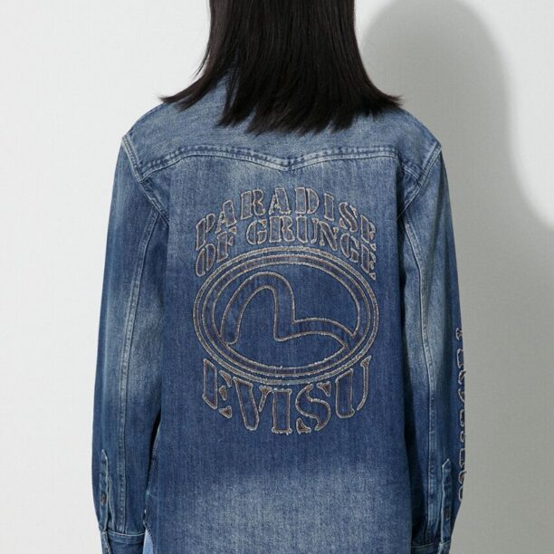 Evisu cămașă din denim Seagull Appolique bărbați