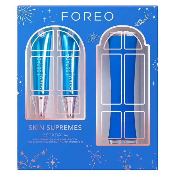 FOREO tratament anti-acnee Skin Supremes 2022 ESPADA™ + 2 x skoncentrowany żel FOREO ESPADA™ BHA+PHA Blemish Solution