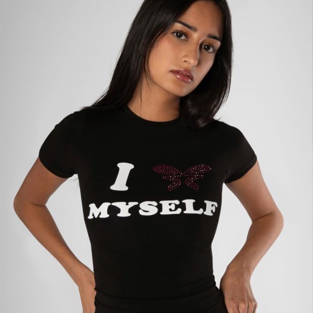 Felicious Tricou 'Love Yourself'  magenta / negru / alb