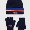 Fila caciula si manusi copii BEREA Set beanies & Gloves culoarea albastru marin