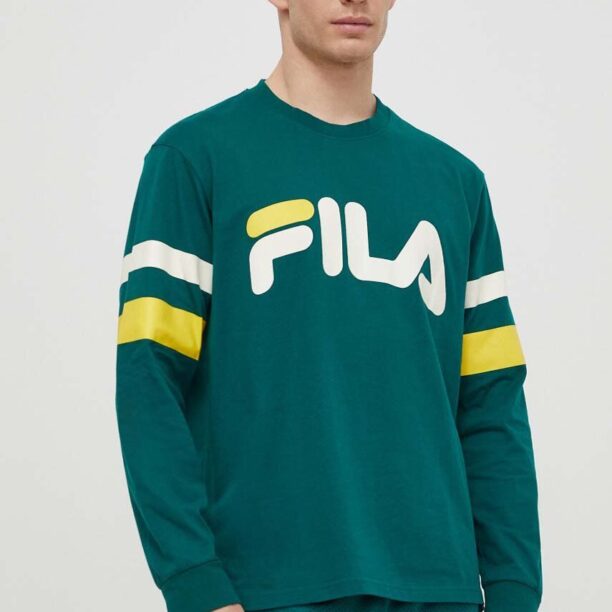 Fila longsleeve din bumbac Luohe culoarea verde