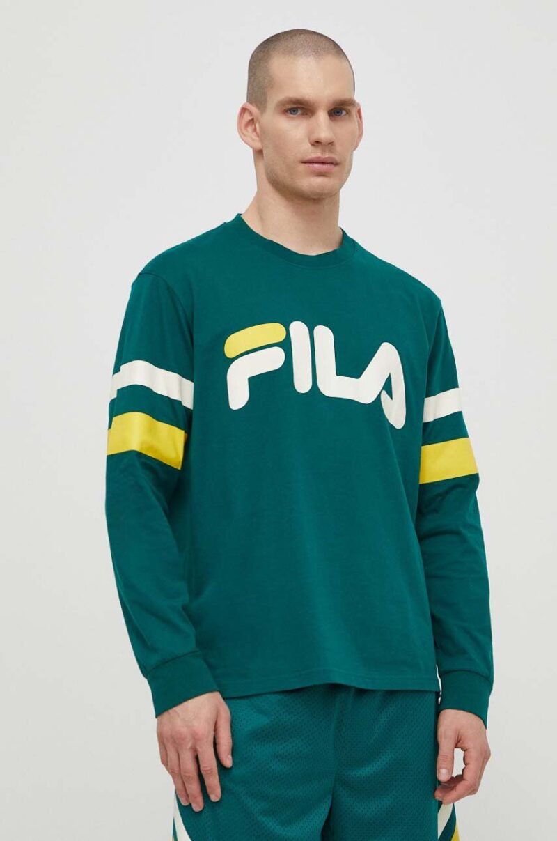 Fila longsleeve din bumbac Luohe culoarea verde