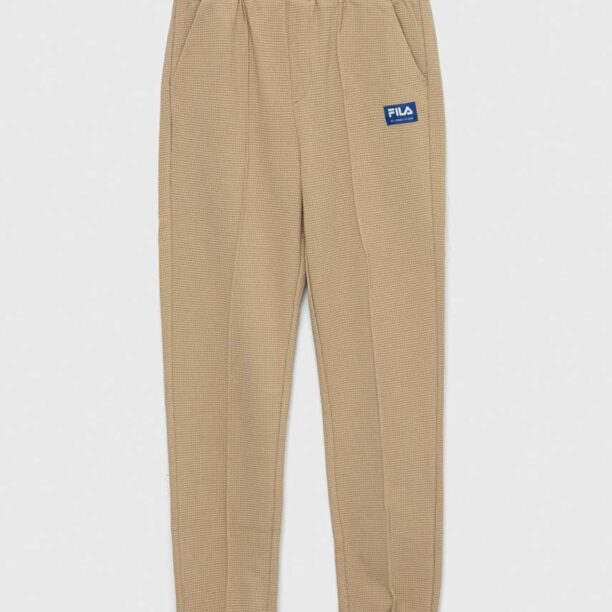 Fila pantaloni de trening din bumbac pentru copii culoarea bej