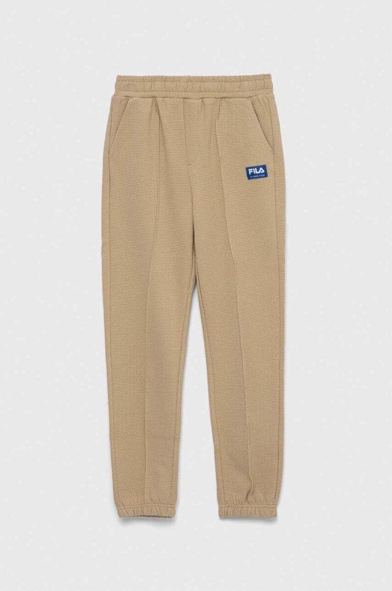 Fila pantaloni de trening din bumbac pentru copii culoarea bej