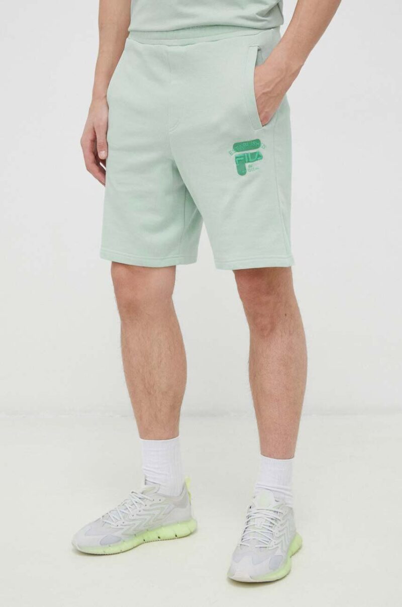 Fila pantaloni scurti din bumbac culoarea turcoaz