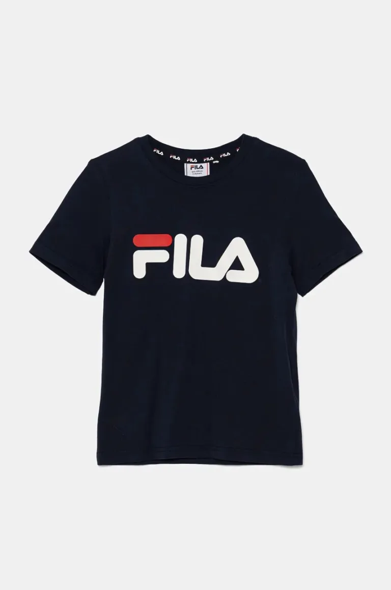 Fila tricou de bumbac pentru copii culoarea albastru marin