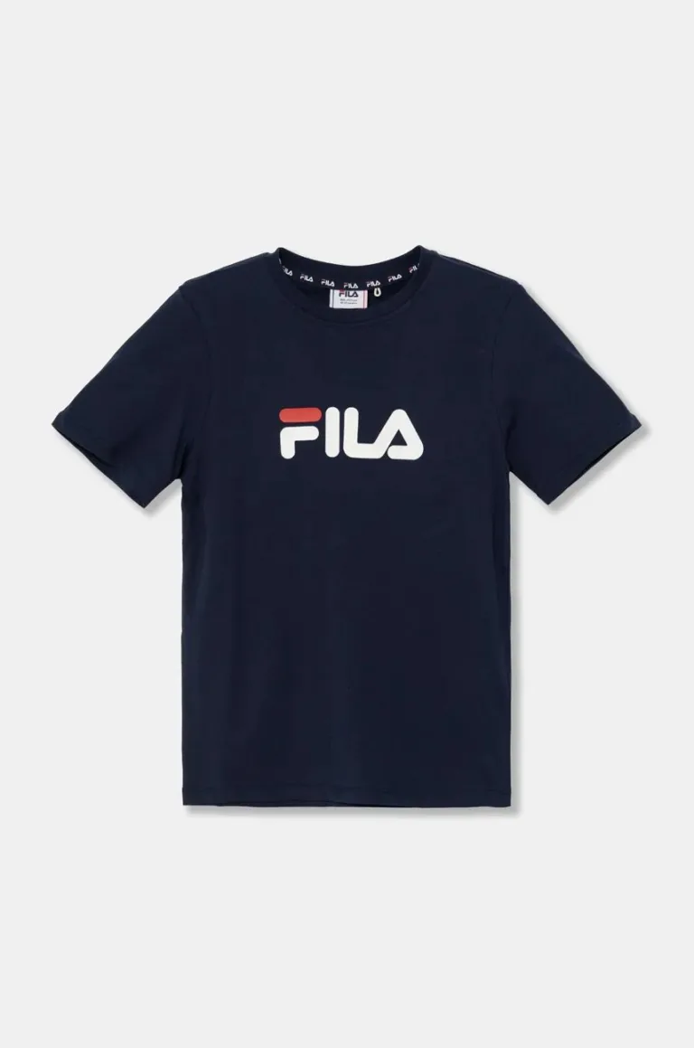 Fila tricou de bumbac pentru copii culoarea albastru marin