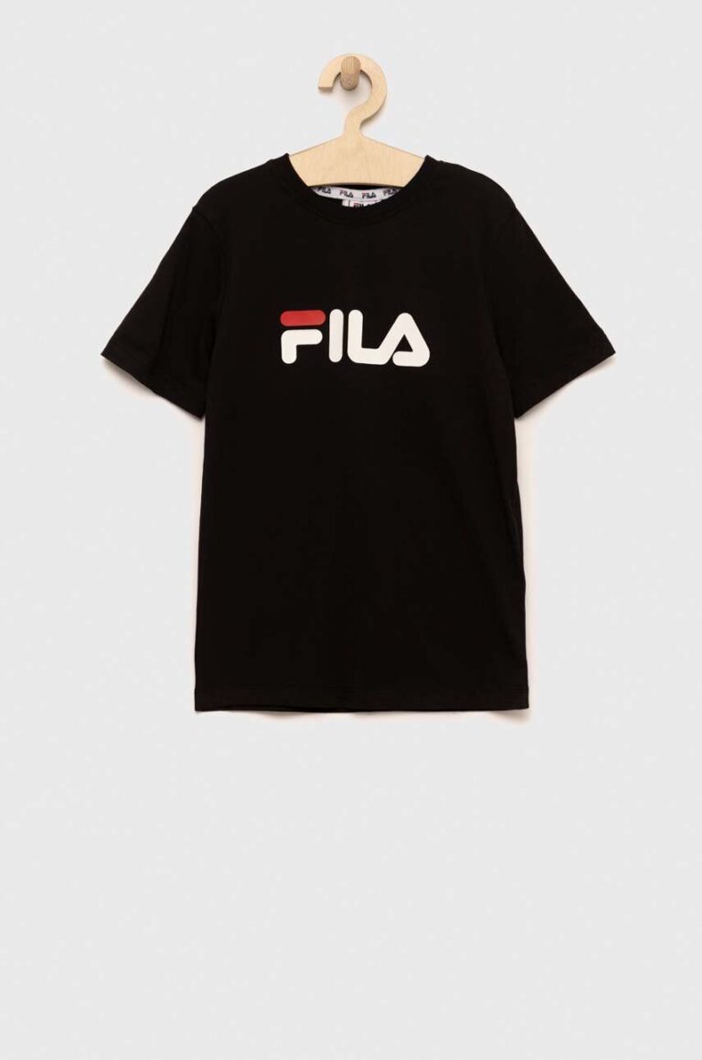 Fila tricou de bumbac pentru copii culoarea negru