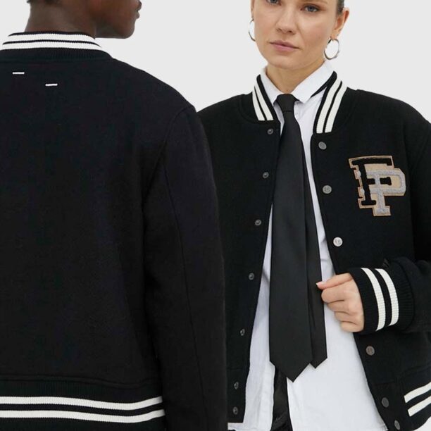 Filling Pieces jachetă bomber din lână Varsity Jacket culoarea negru