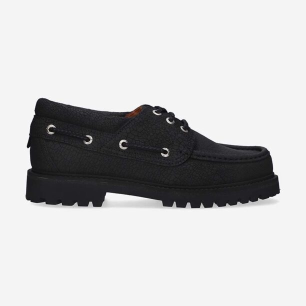 Filling Pieces mocasini de piele Boatshoe culoarea negru