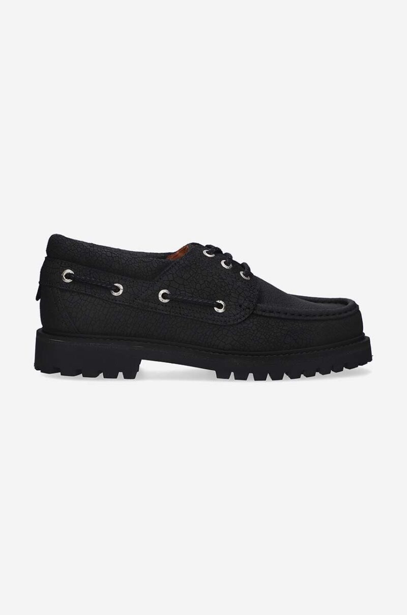 Filling Pieces mocasini de piele Boatshoe culoarea negru