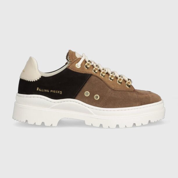 Filling Pieces sneakers din piele întoarsă Court Serrated topaz culoarea maro