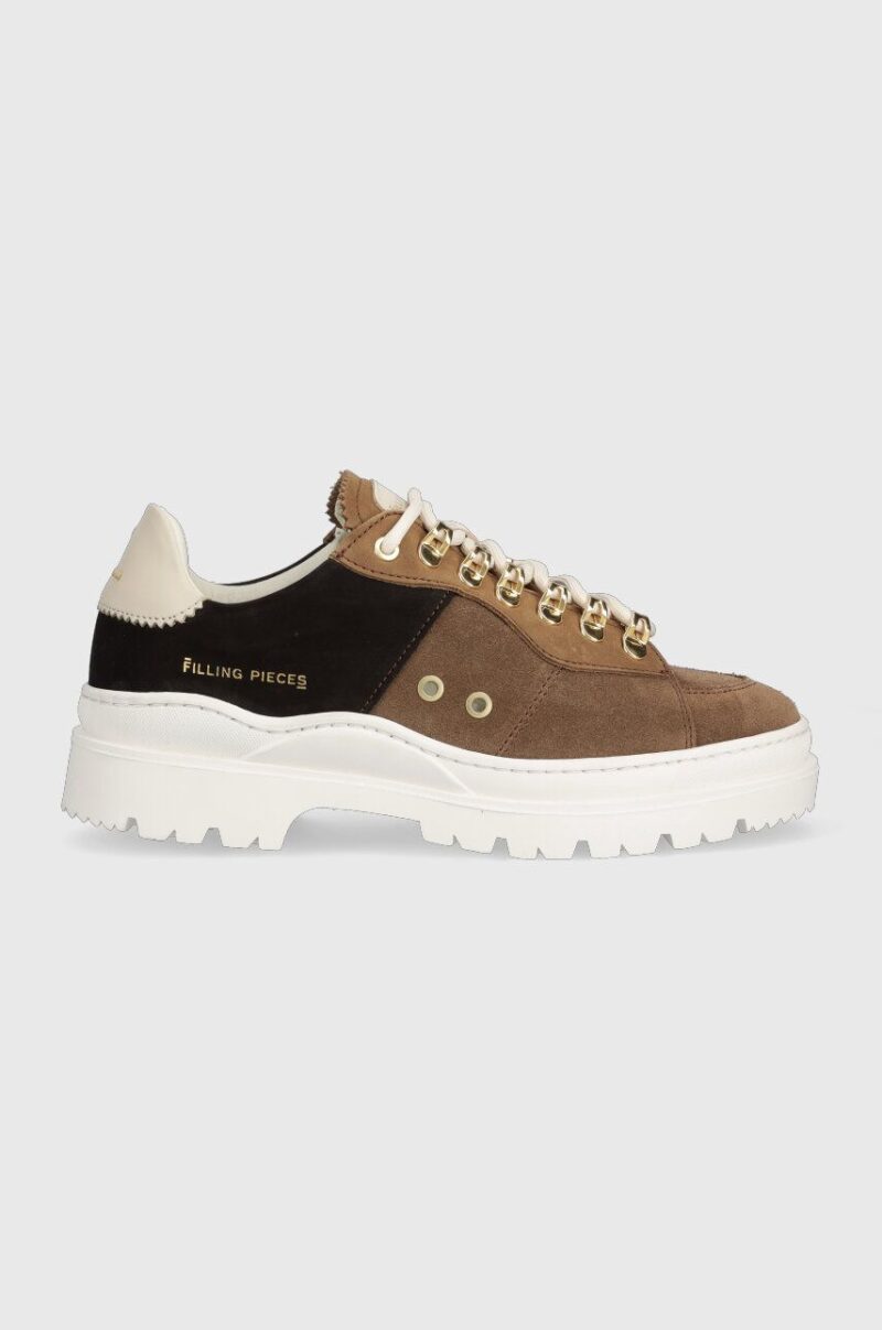 Filling Pieces sneakers din piele întoarsă Court Serrated topaz culoarea maro