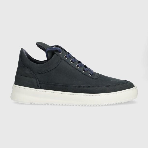 Filling Pieces sneakers din piele întoarsă Low top Ripple Nubuck culoarea bleumarin