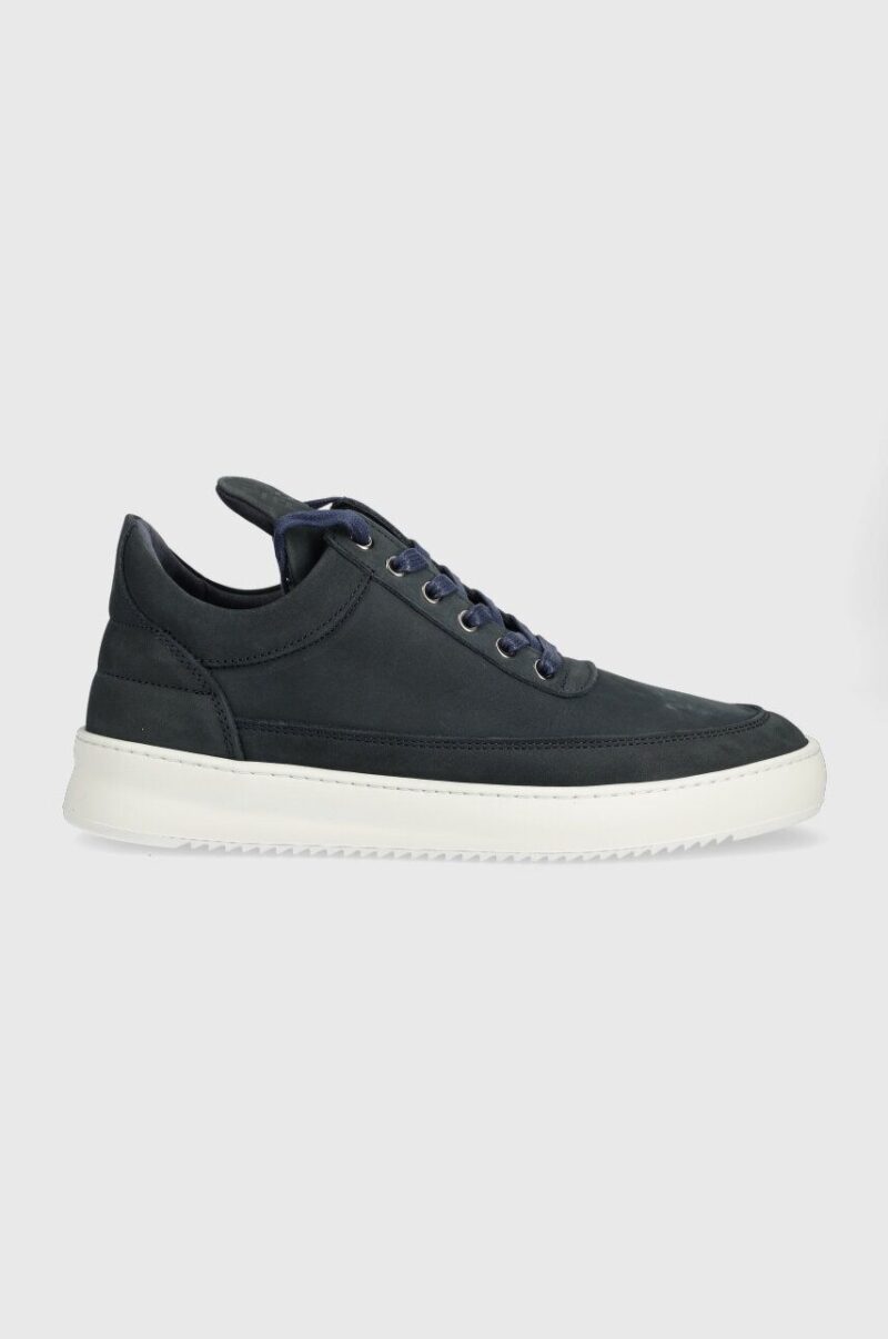 Filling Pieces sneakers din piele întoarsă Low top Ripple Nubuck culoarea bleumarin