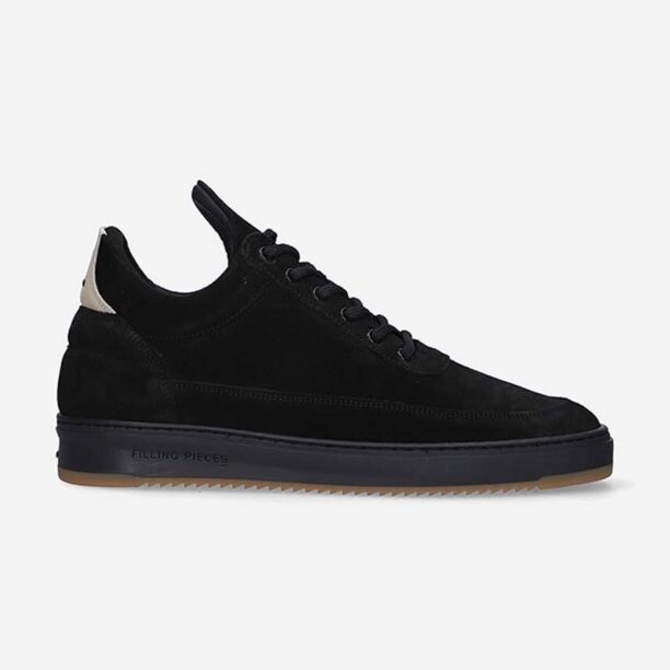 Filling Pieces sneakers din piele întoarsă Low top Ripple Suede culoarea negru