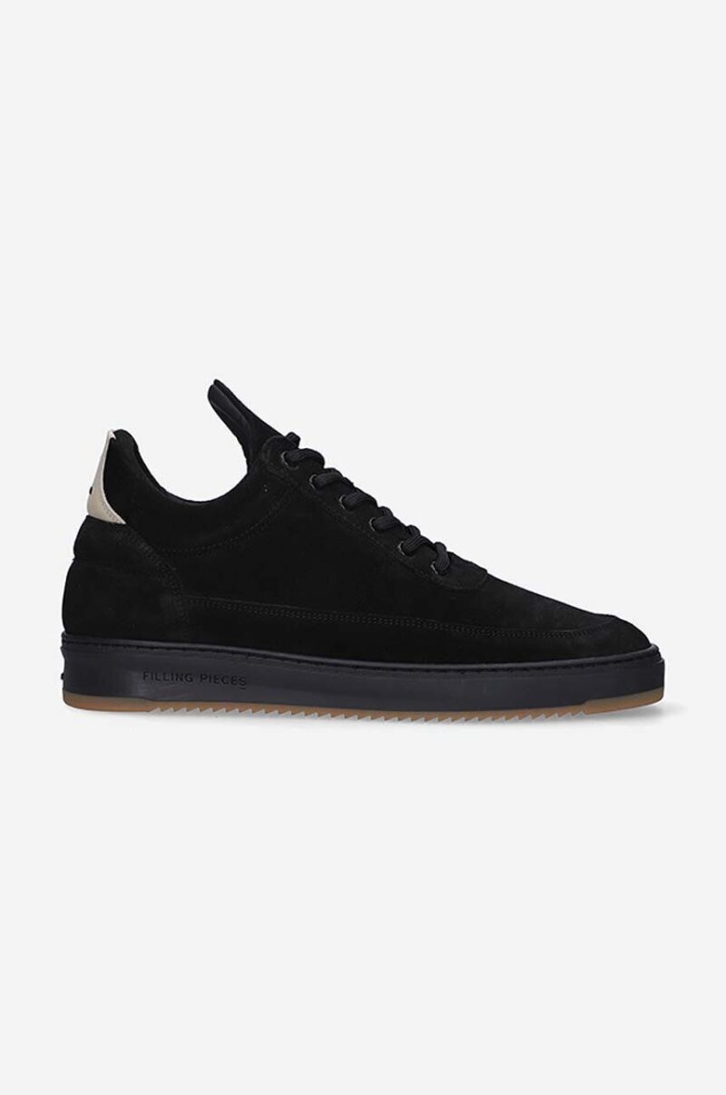 Filling Pieces sneakers din piele întoarsă Low top Ripple Suede culoarea negru