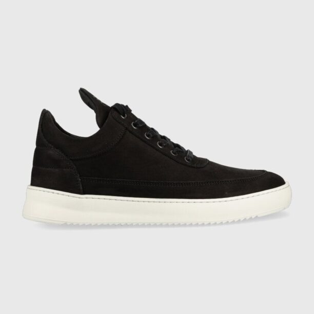 Filling Pieces sneakers din piele întoarsă Low top Ripple culoarea negru