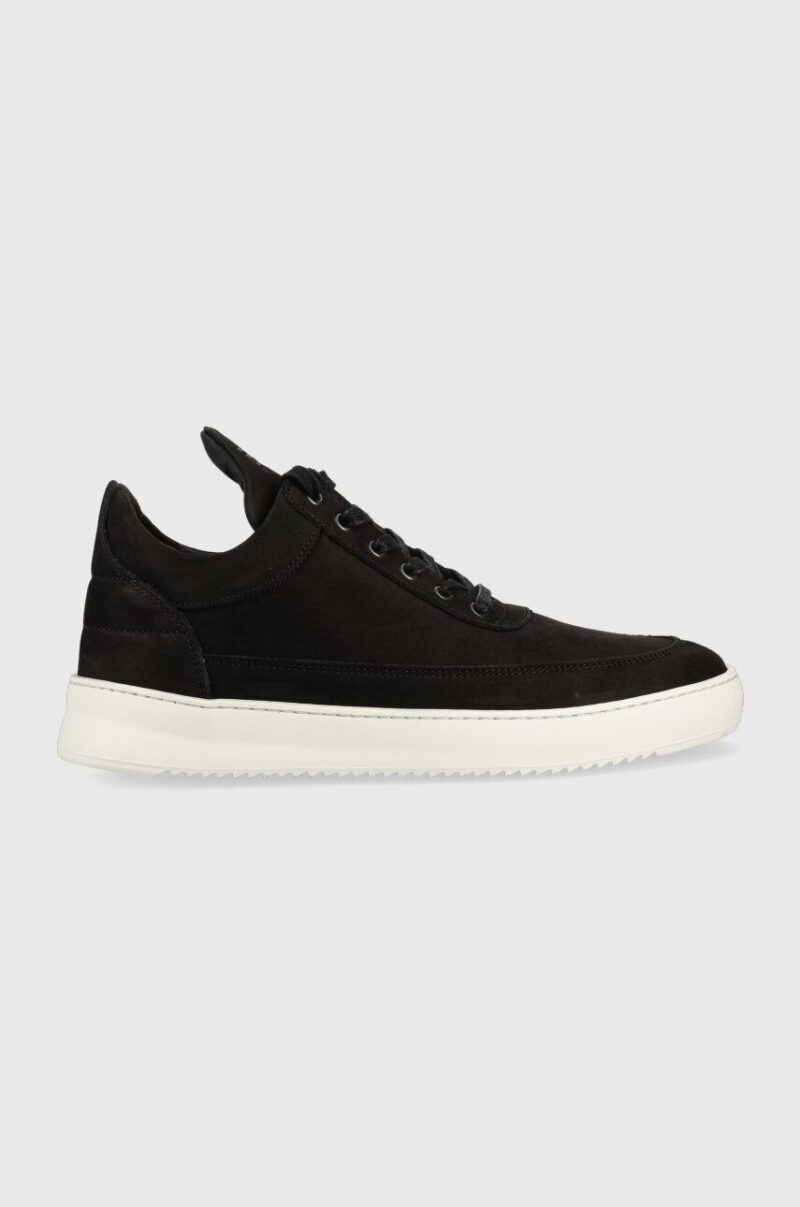 Filling Pieces sneakers din piele întoarsă Low top Ripple culoarea negru