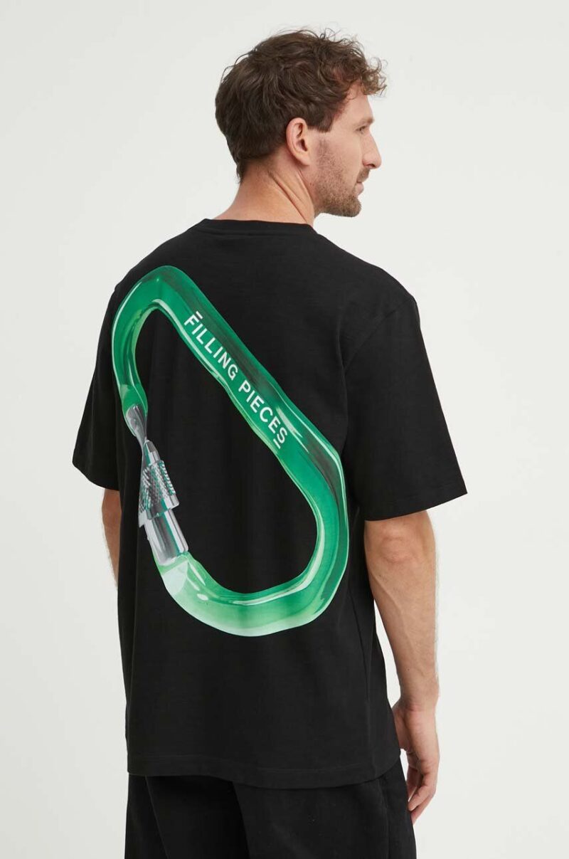 Filling Pieces tricou din bumbac Carabiner culoarea negru