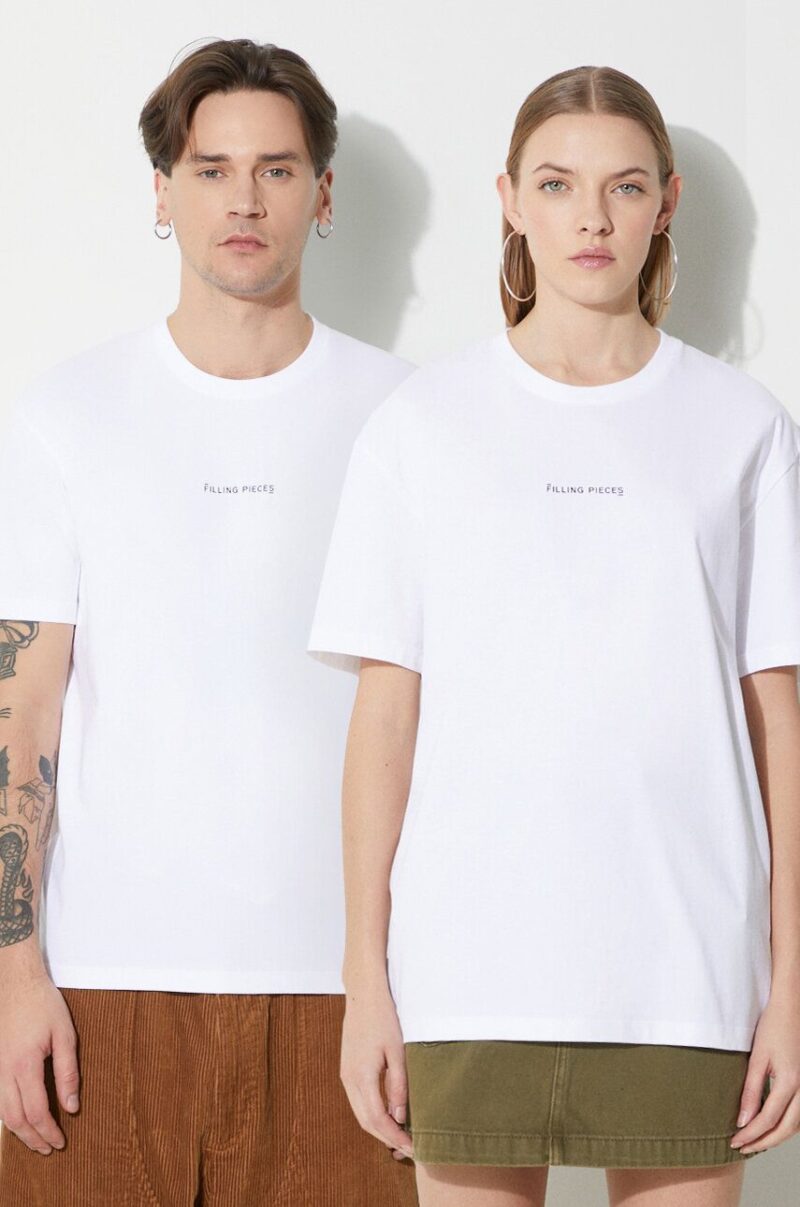 Filling Pieces tricou din bumbac culoarea alb